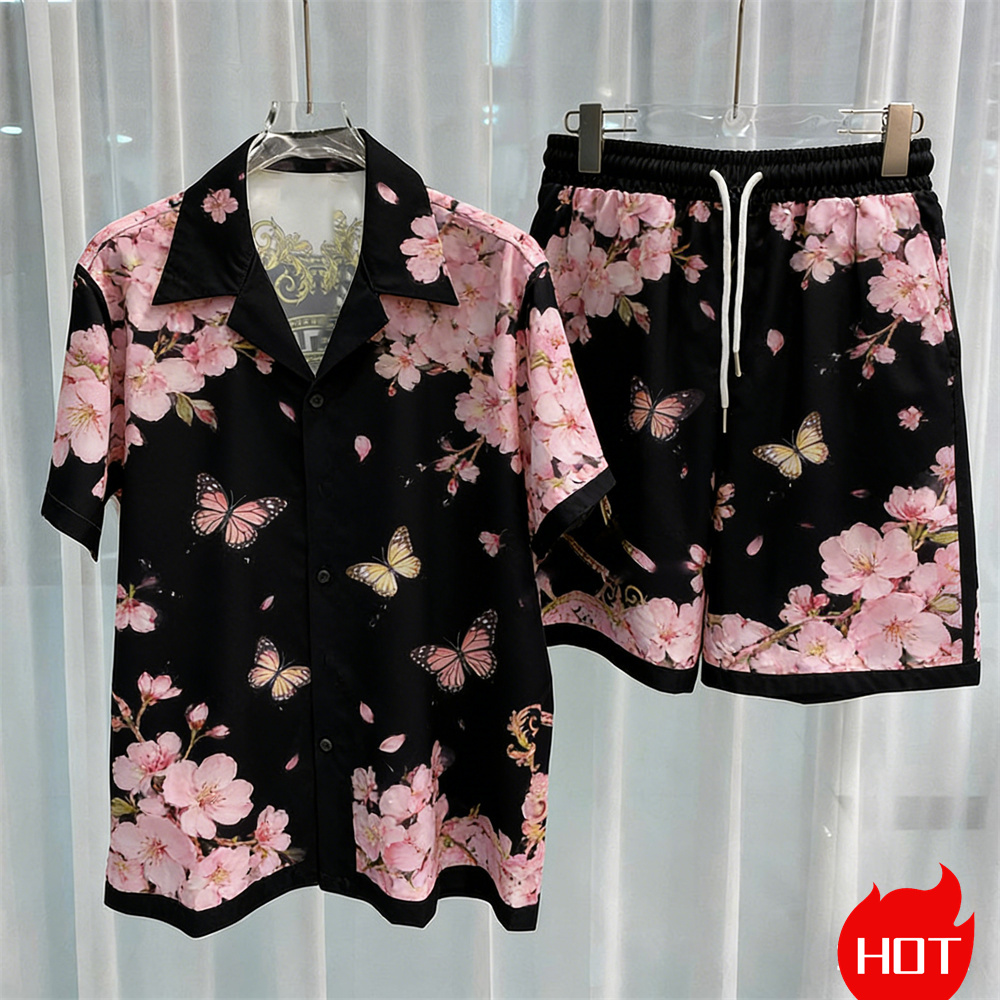 Summer Clothing Men - Setelan pria cetak digital, setelan pendek