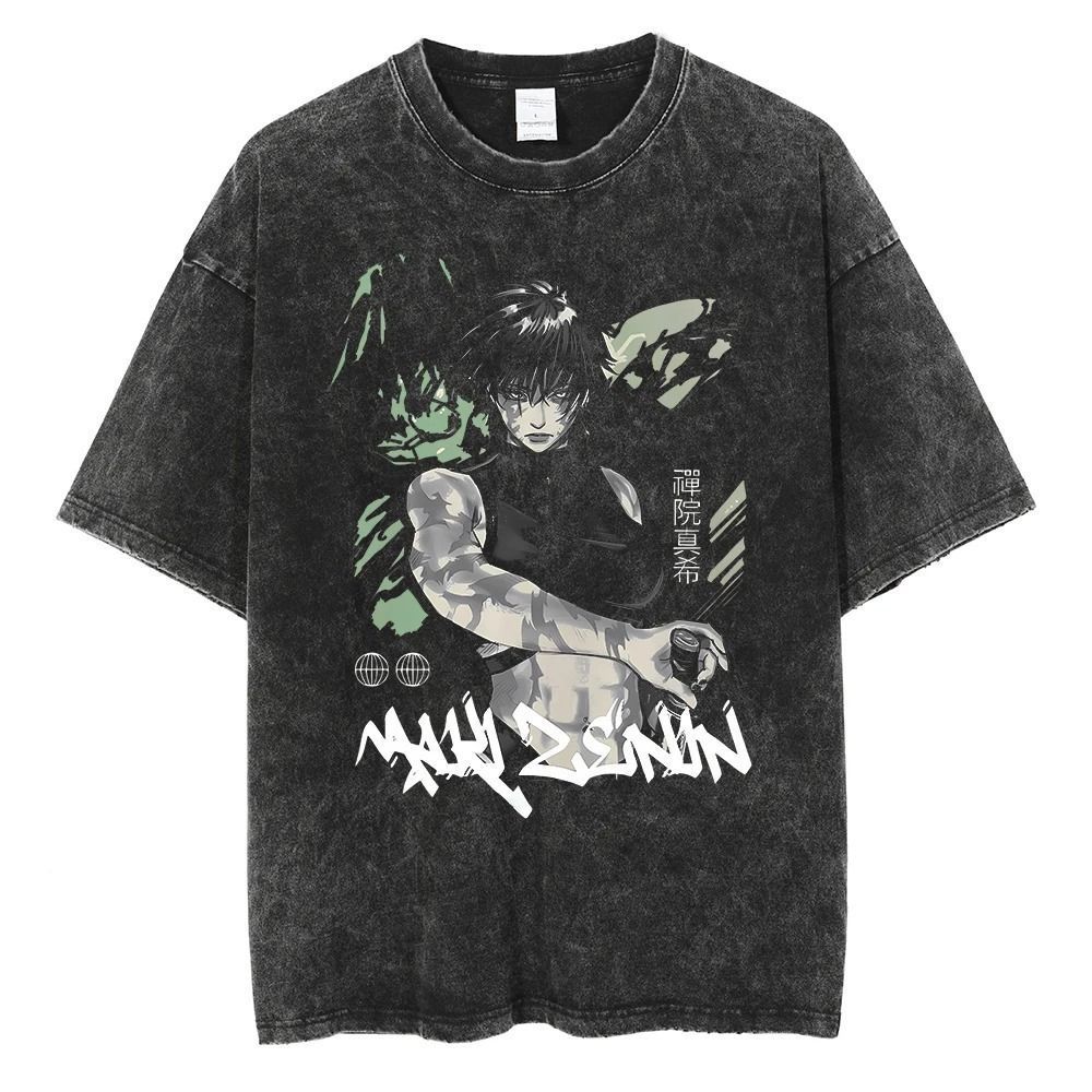 Vintage Summer Clothing Men - Jujutsu Kaisen Maki Zen'in Kaos Cetak