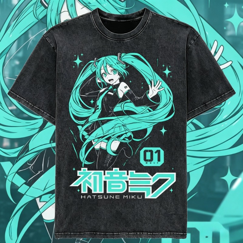 Vintage Summer Clothing Men - Kaos Vintage Hatsune Miku Anime Jepang