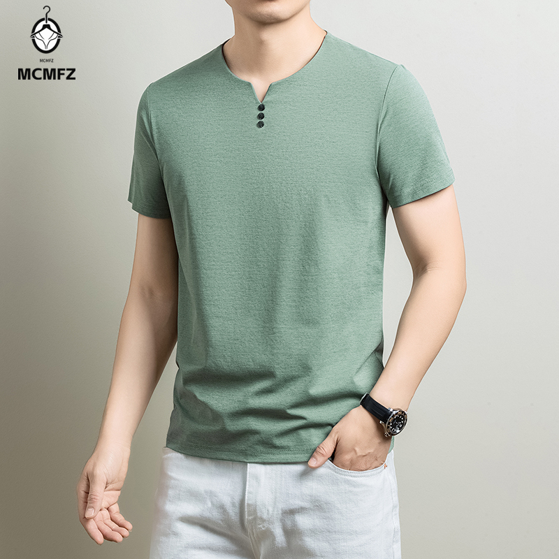 Summer Clothing Office - Kaos Henley Pria Basic Bahan Katun