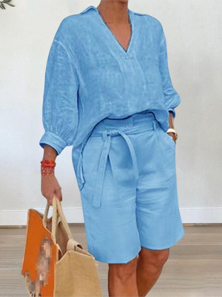 Summer Clothing Linen - Setelan pakaian wanita katun Linen, setelan