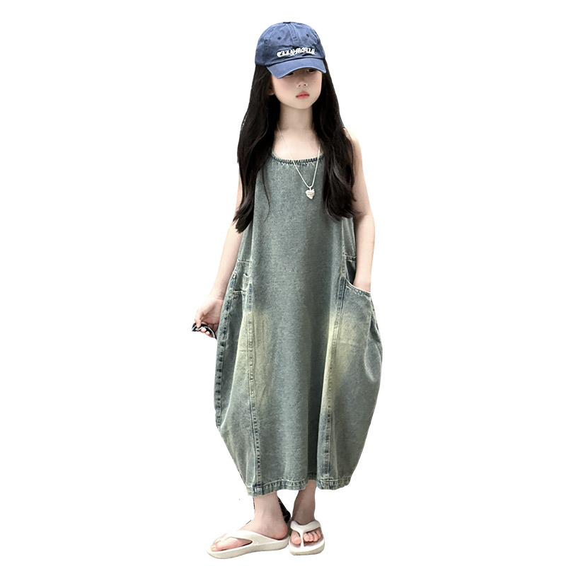 Summer Clothing Linen - Gaun Denim Tanpa Lengan Kualitas Tinggi