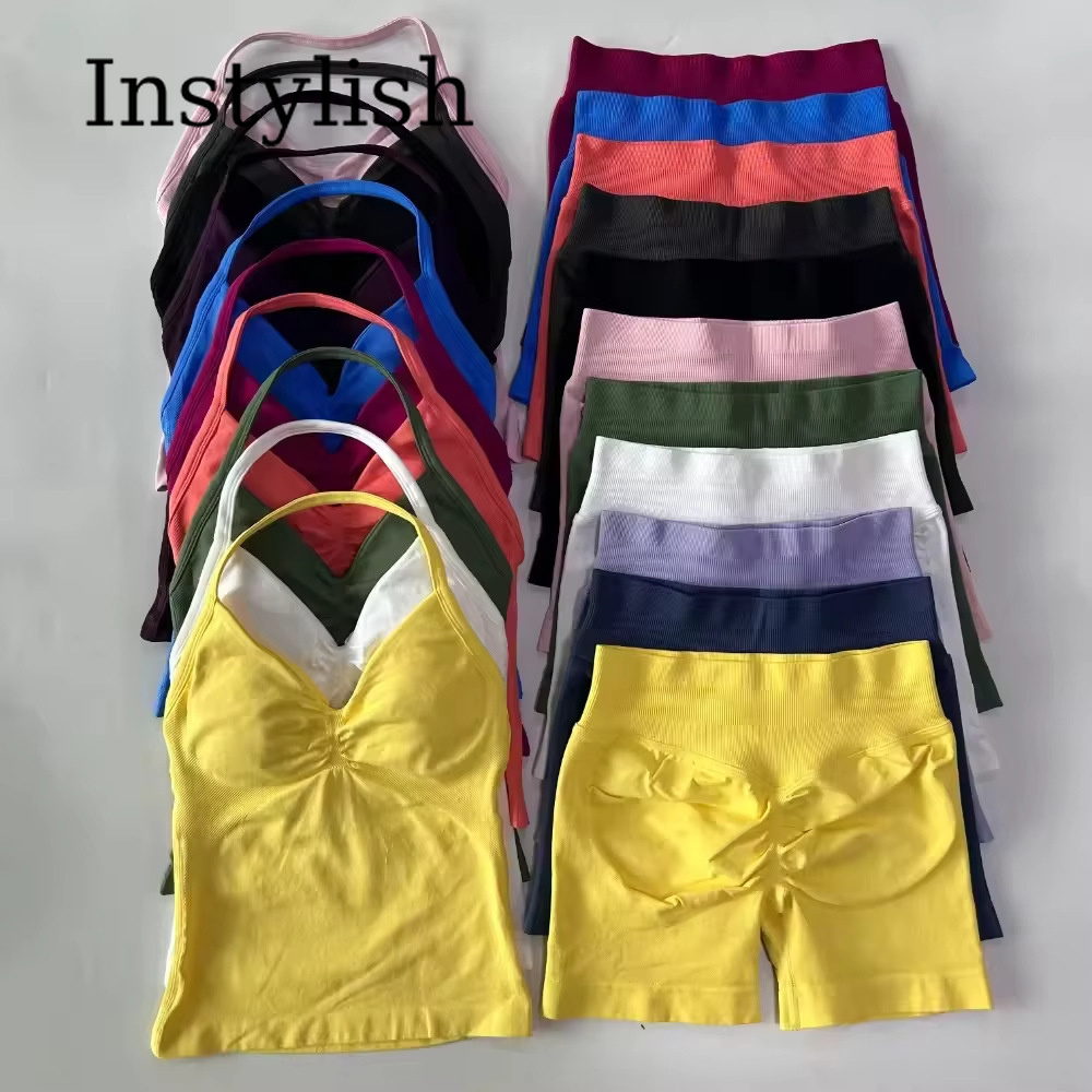 Halter Neck Top - Set Yoga Wanita 2 Potong Tanpa