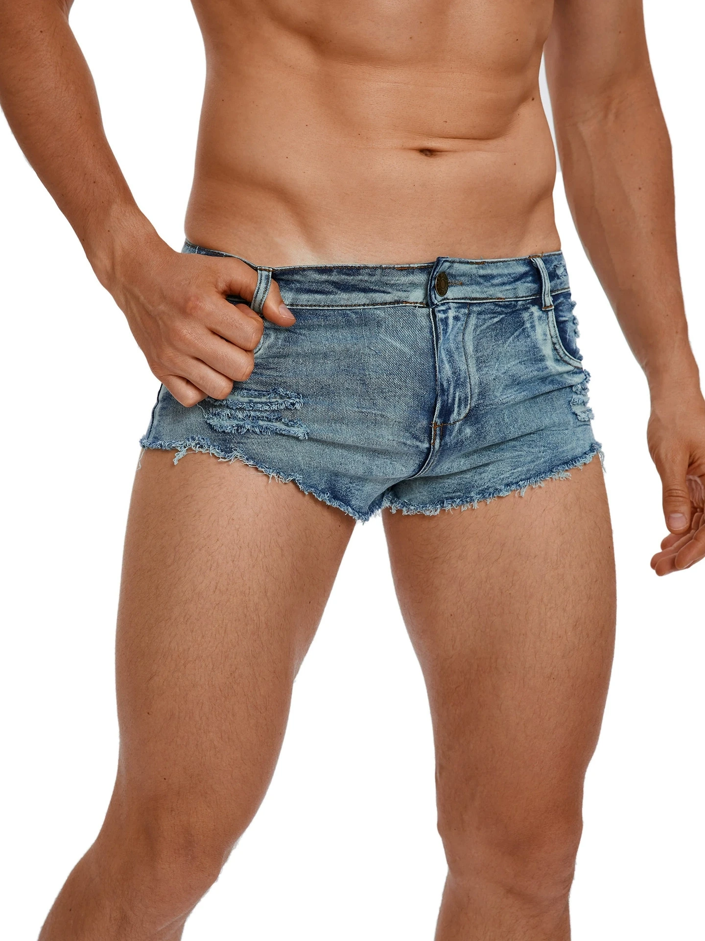 Vintage Summer Clothing Men - Celana Pendek Jeans Pinggang Rendah Pria