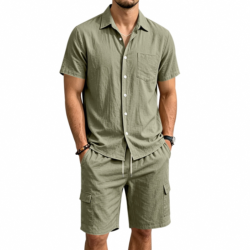 Summer Clothing Linen - Setelan Linen Amerika Musim Panas Pria