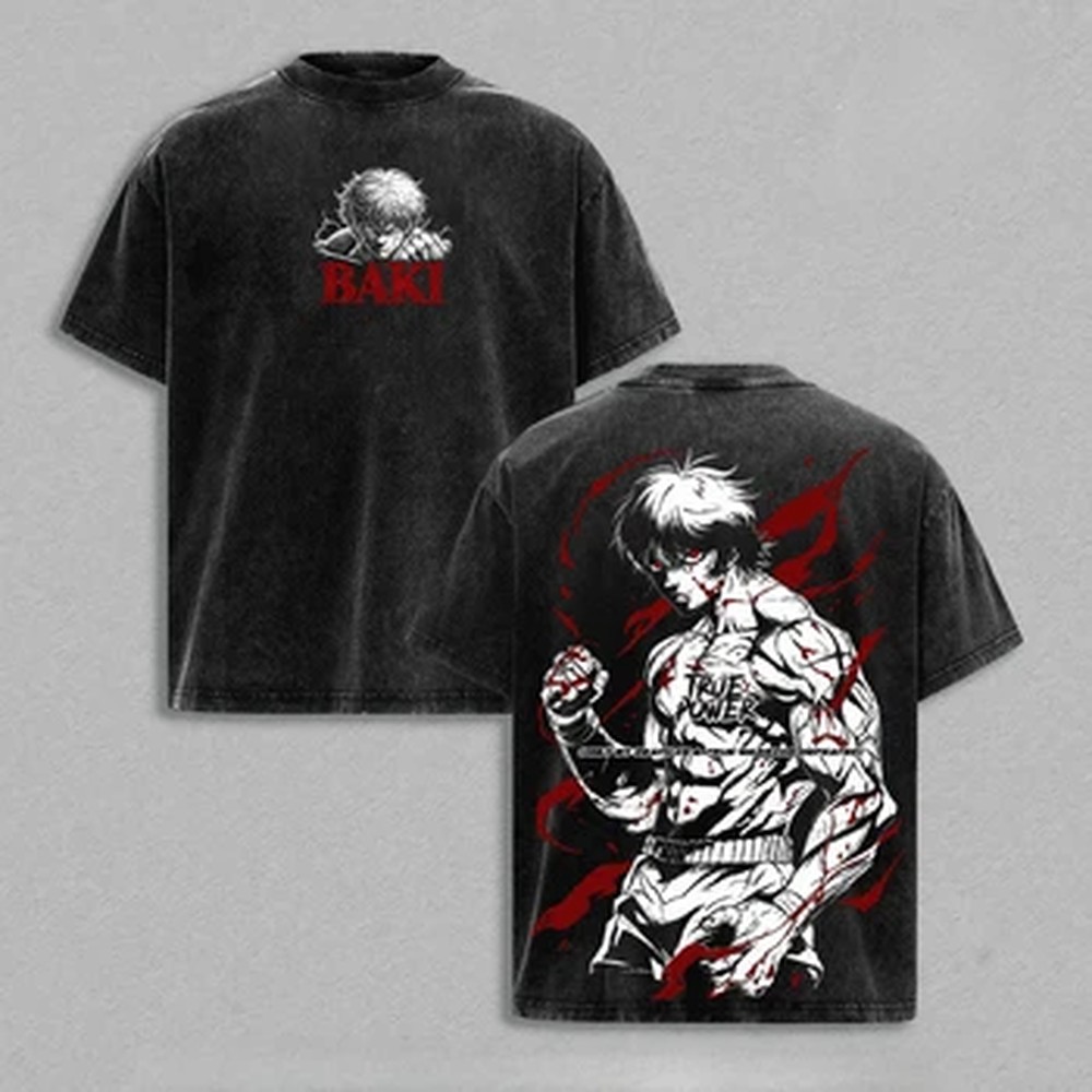 Vintage Summer Clothing Men - Kaos Anime Jepang Baki, Kaos Gothic