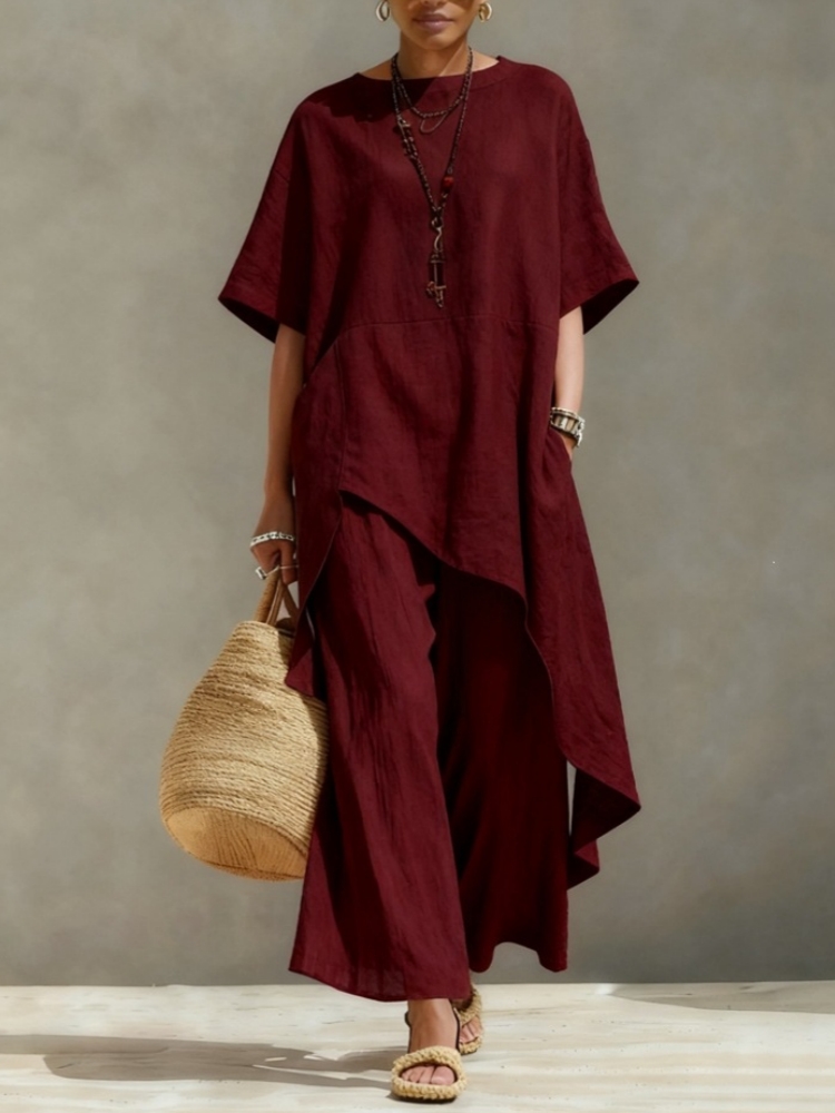 Setelan Celana Wanita Katun Li - Summer Clothing Linen ulasan dan harga