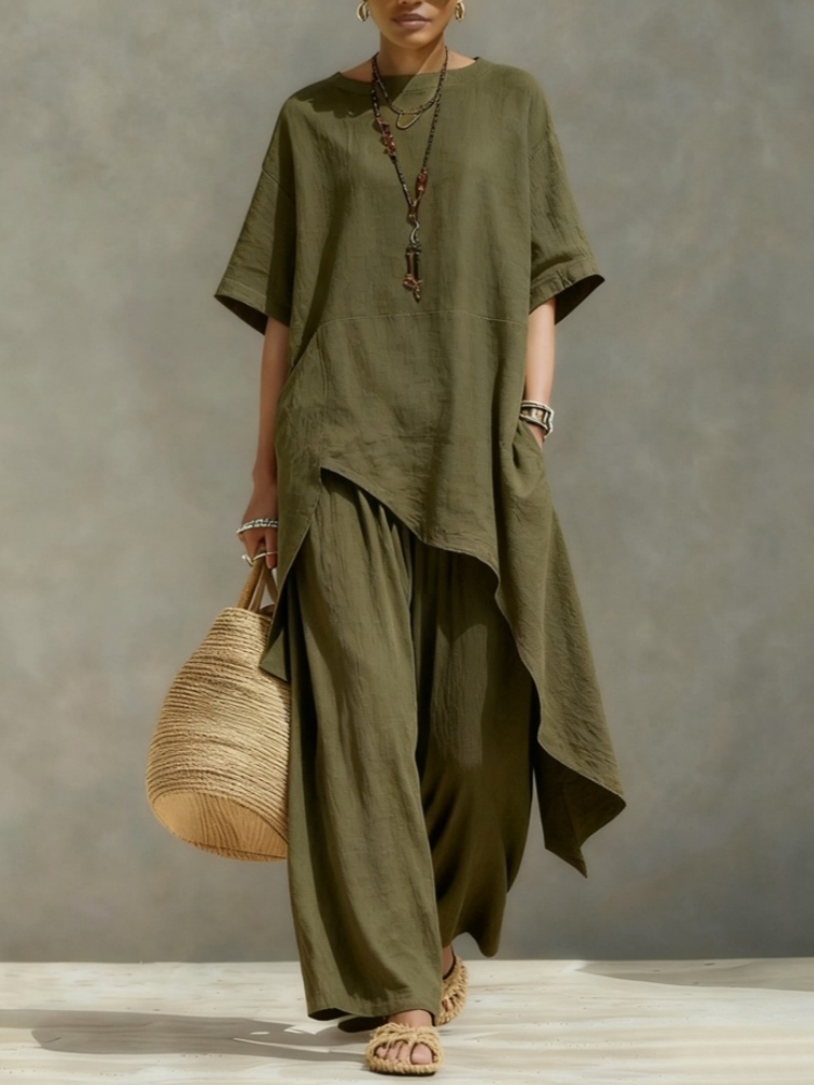 Setelan Celana Wanita Katun Li - Summer Clothing Linen ulasan dan harga