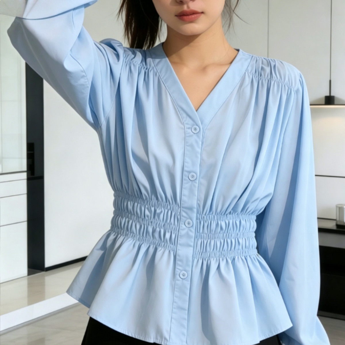 Kemeja dan Blus Wanita Ukuran  - Summer Clothing Office ulasan dan harga