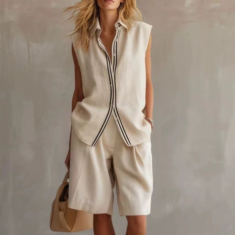 Set Dua Potong Bahan Linen Cam - Summer Clothing Linen ulasan dan harga