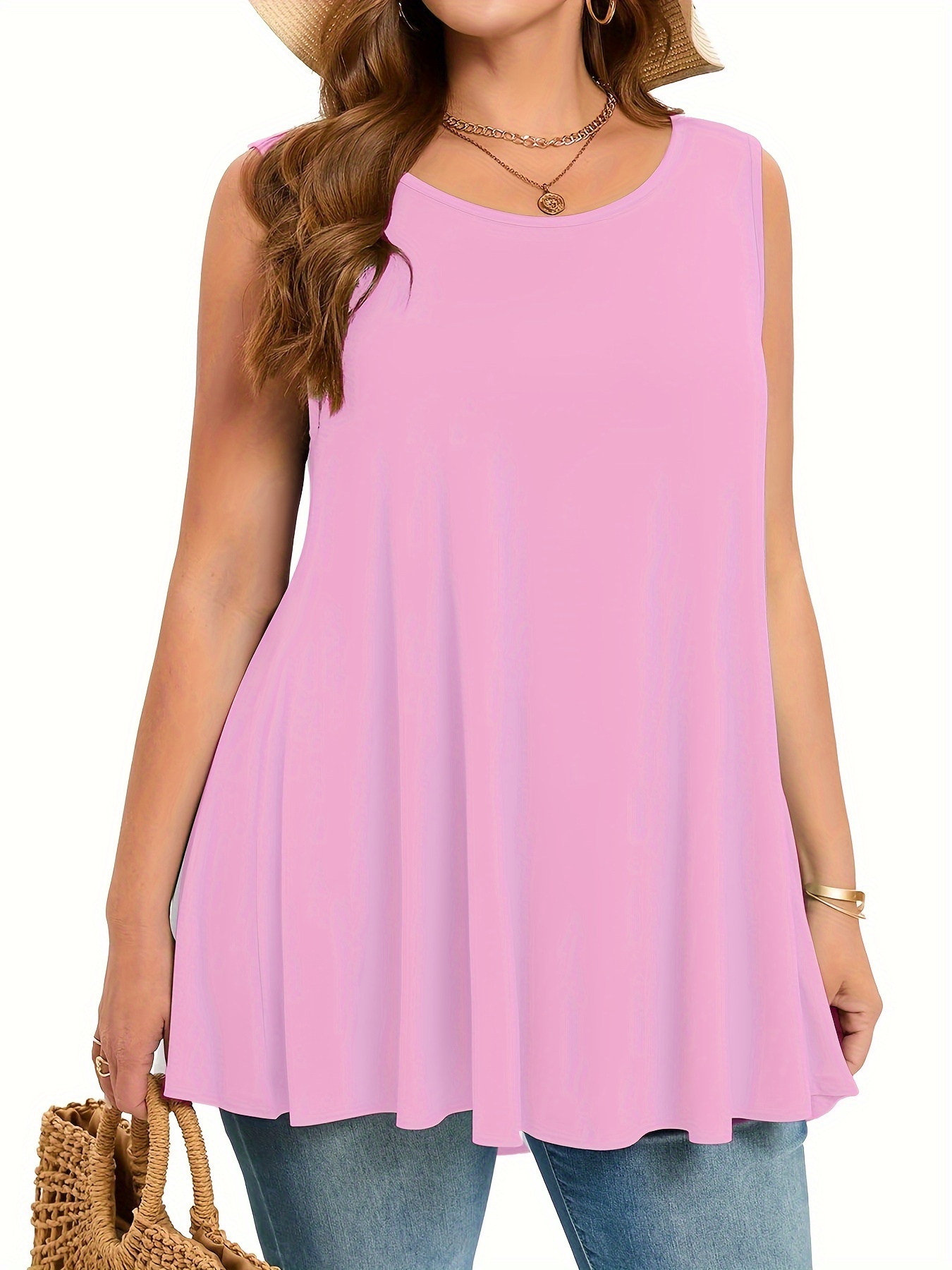 Plus Size Simple Solid Tank To - Halter Neck Top ulasan dan harga