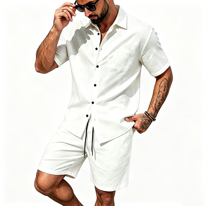 Pakaian Linen Pria Dua Potong  - Summer Clothing Linen ulasan dan harga