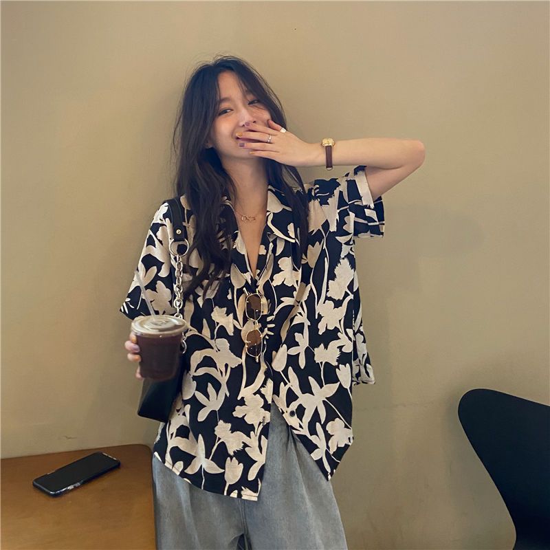 Atasan Kemeja Longgar Motif Ba - Summer Youth Clothing ulasan dan harga