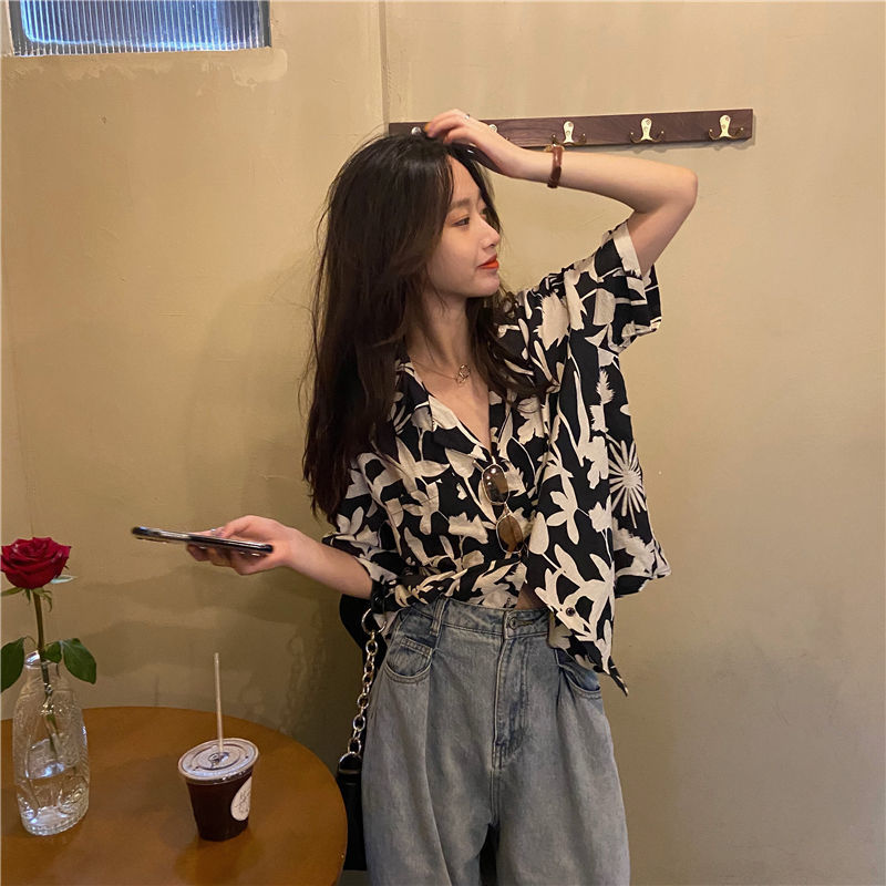 Atasan Kemeja Longgar Motif Ba - Summer Youth Clothing ulasan dan harga