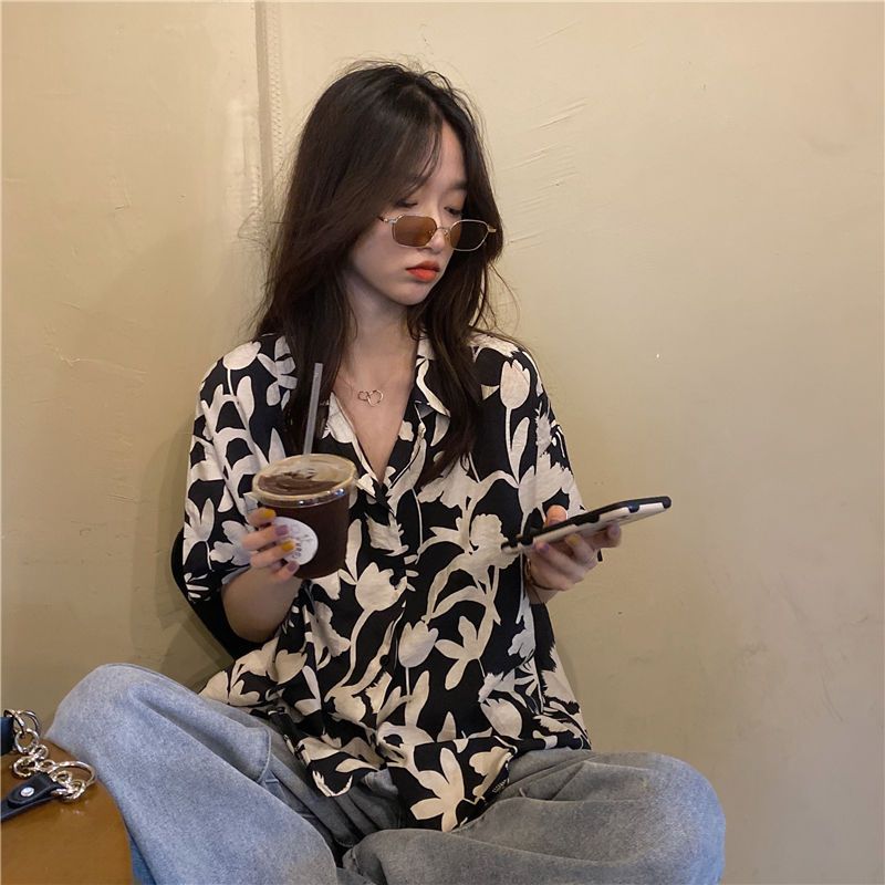 Atasan Kemeja Longgar Motif Ba - Summer Youth Clothing ulasan dan harga