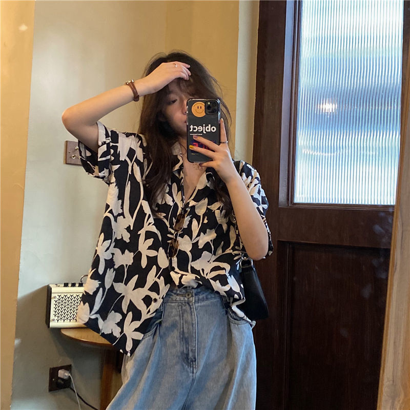 Atasan Kemeja Longgar Motif Ba - Summer Youth Clothing ulasan dan harga