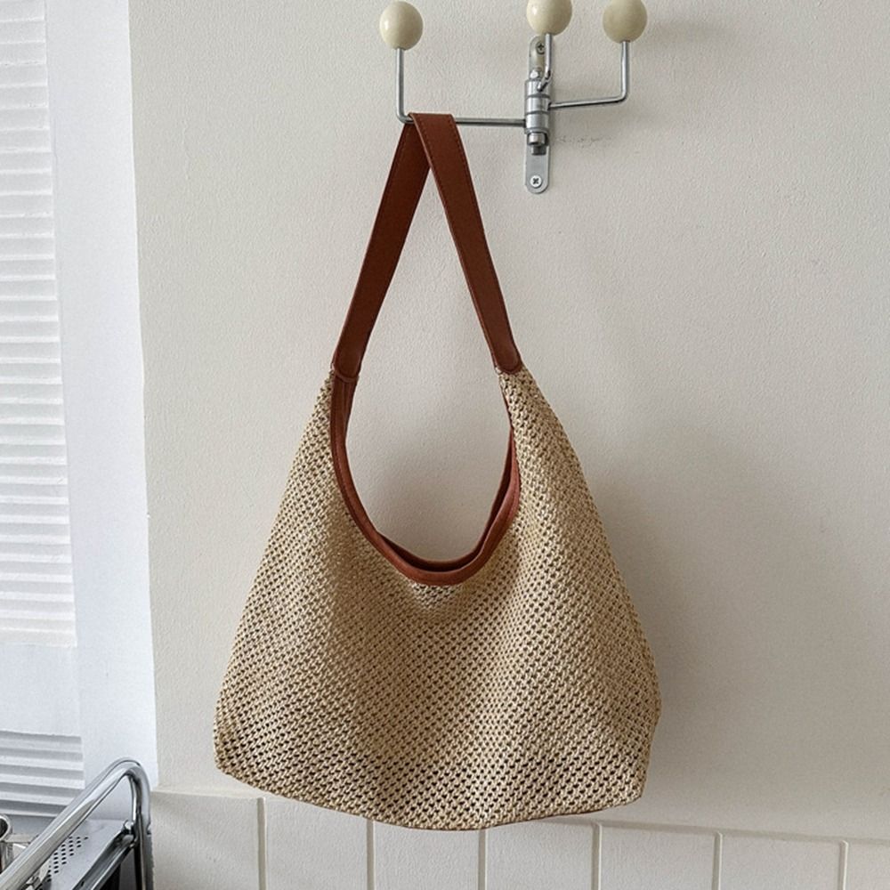 Tas Jerami Anyaman Warna Solid - Beach Bag Straw ulasan dan harga