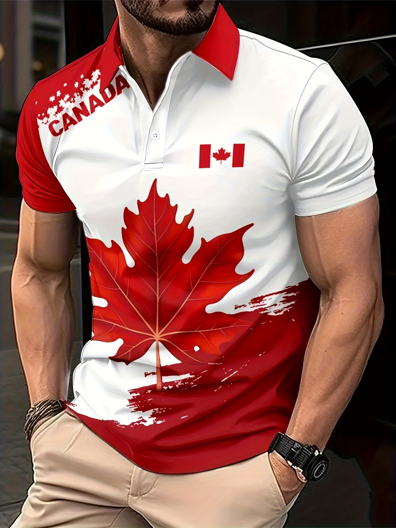 Kaos Polo Pria Motif Daun Mapl - Summer Clothing Canada ulasan dan harga
