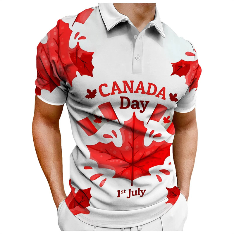 Kaos Polo Pria Motif Daun Mapl - Summer Clothing Canada ulasan dan harga