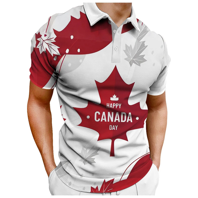 Kaos Polo Pria Motif Daun Mapl - Summer Clothing Canada ulasan dan harga