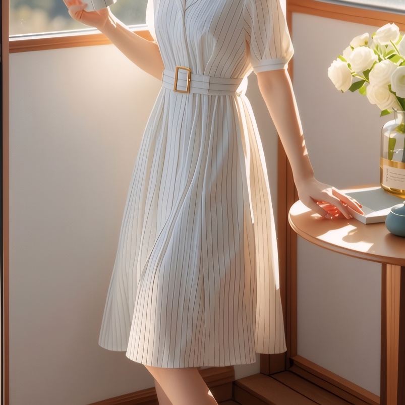 Gaun Bergaris Pinggang Tinggi  - Summer Line Clothing Brand ulasan dan harga