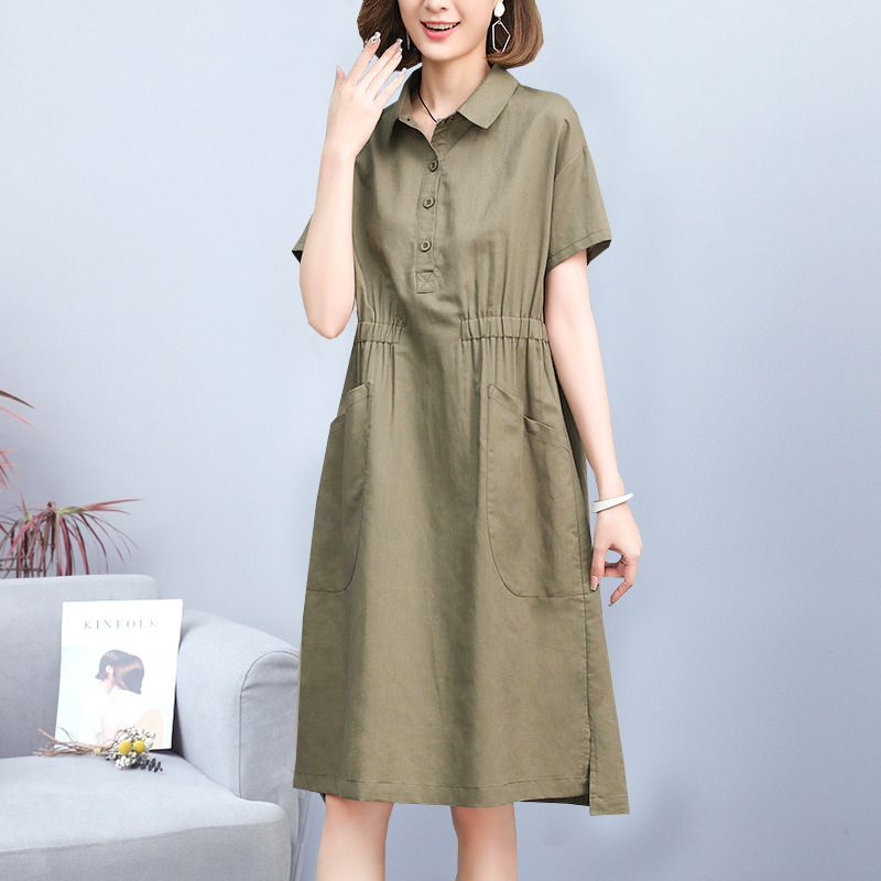 Gaun Midi Kasual Katun Linen M - Summer Line Clothing Brand ulasan dan harga