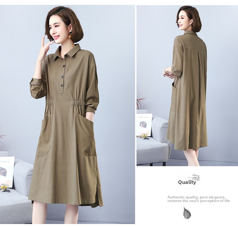 Gaun Midi Kasual Katun Linen M - Summer Line Clothing Brand ulasan dan harga