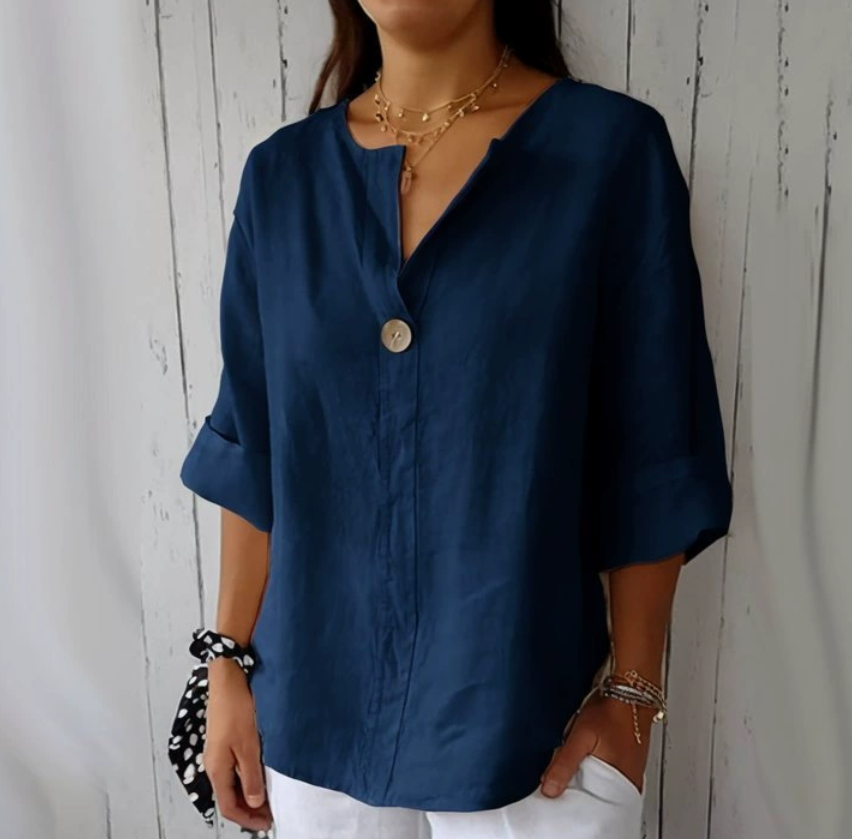 Kemeja Wanita Ukuran Besar V-N - Summer Clothing Linen ulasan dan harga