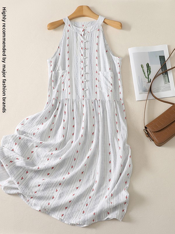Gaun A-Line Elegan Motif Bunga - Summer Line Clothing Brand ulasan dan harga