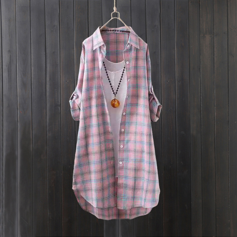 Kemeja kotak-kotak wanita musi - Summer Clothing Linen ulasan dan harga
