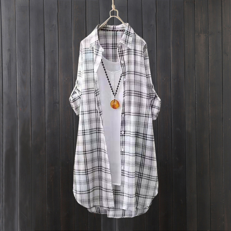 Kemeja kotak-kotak wanita musi - Summer Clothing Linen ulasan dan harga