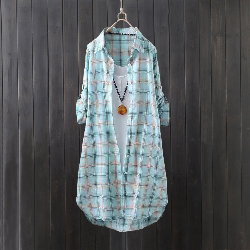 Kemeja kotak-kotak wanita musi - Summer Clothing Linen ulasan dan harga