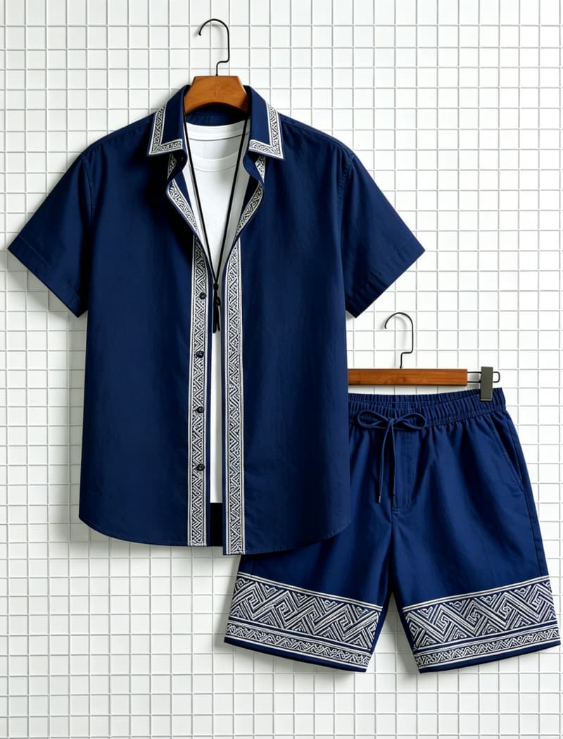 Setelan kemeja lengan pendek d - Summer Clothing Essentials ulasan dan harga