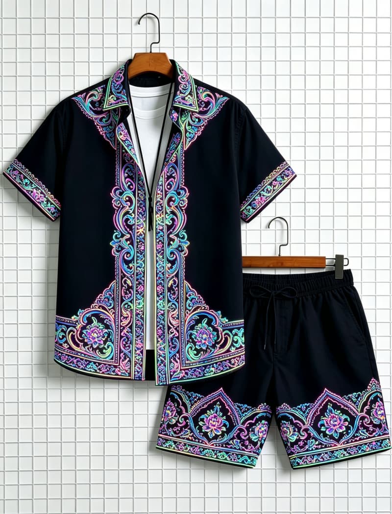 Setelan kemeja lengan pendek d - Summer Clothing Essentials ulasan dan harga