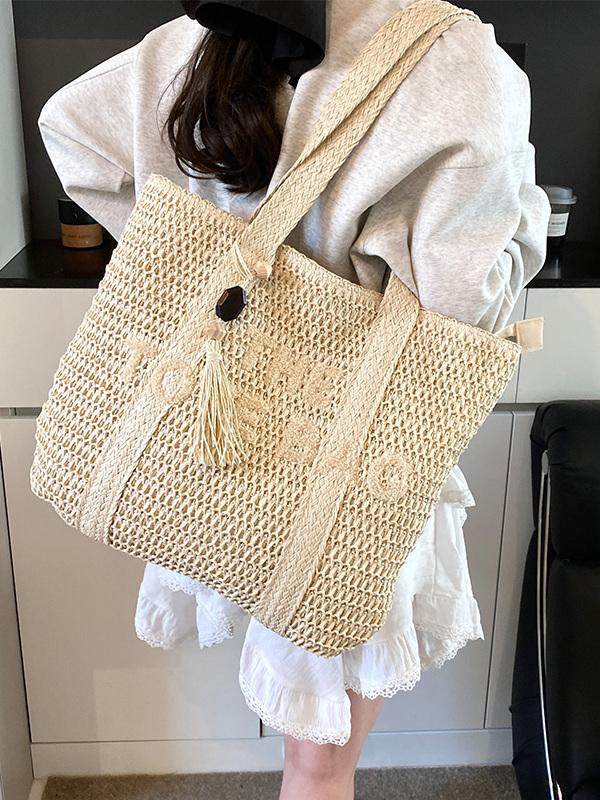 Tas Tote Anyaman Jerami Kapasi - Beach Bag Straw ulasan dan harga