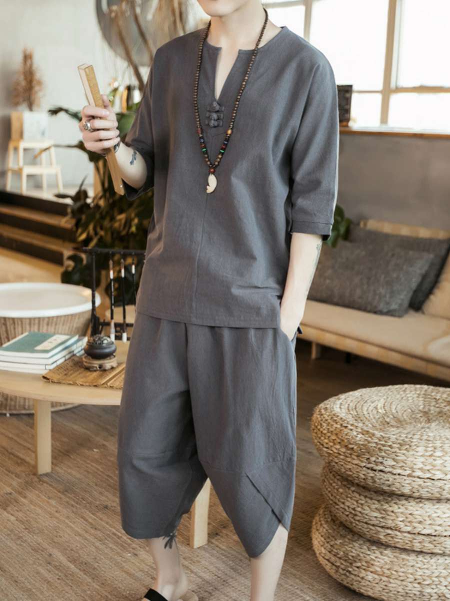 Set Kaos Linen Pria Gaya Vinta - Summer Clothing Staples ulasan dan harga