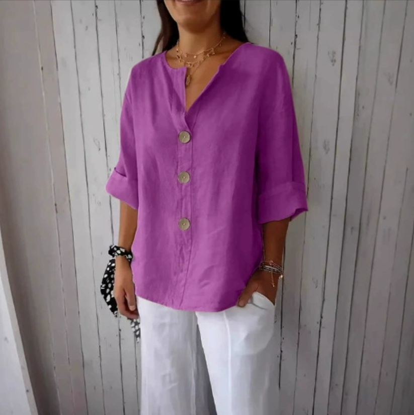 Kemeja & Blus Longgar Ukuran B - Summer Clothing Linen ulasan dan harga