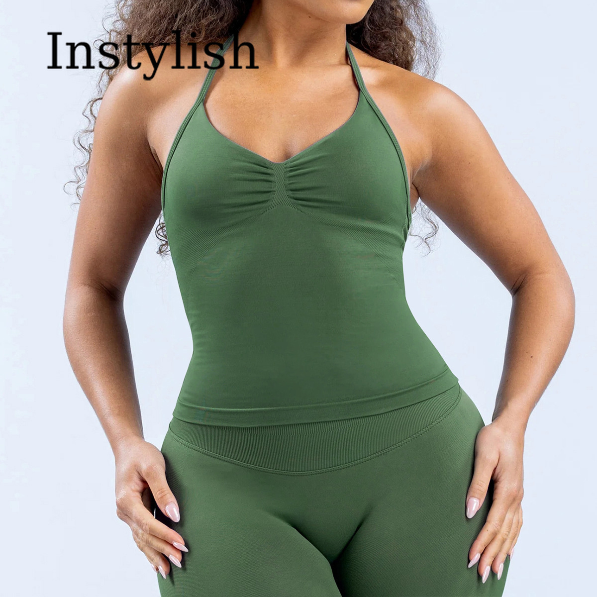 Set Yoga Wanita 2 Potong Tanpa - Halter Neck Top ulasan dan harga