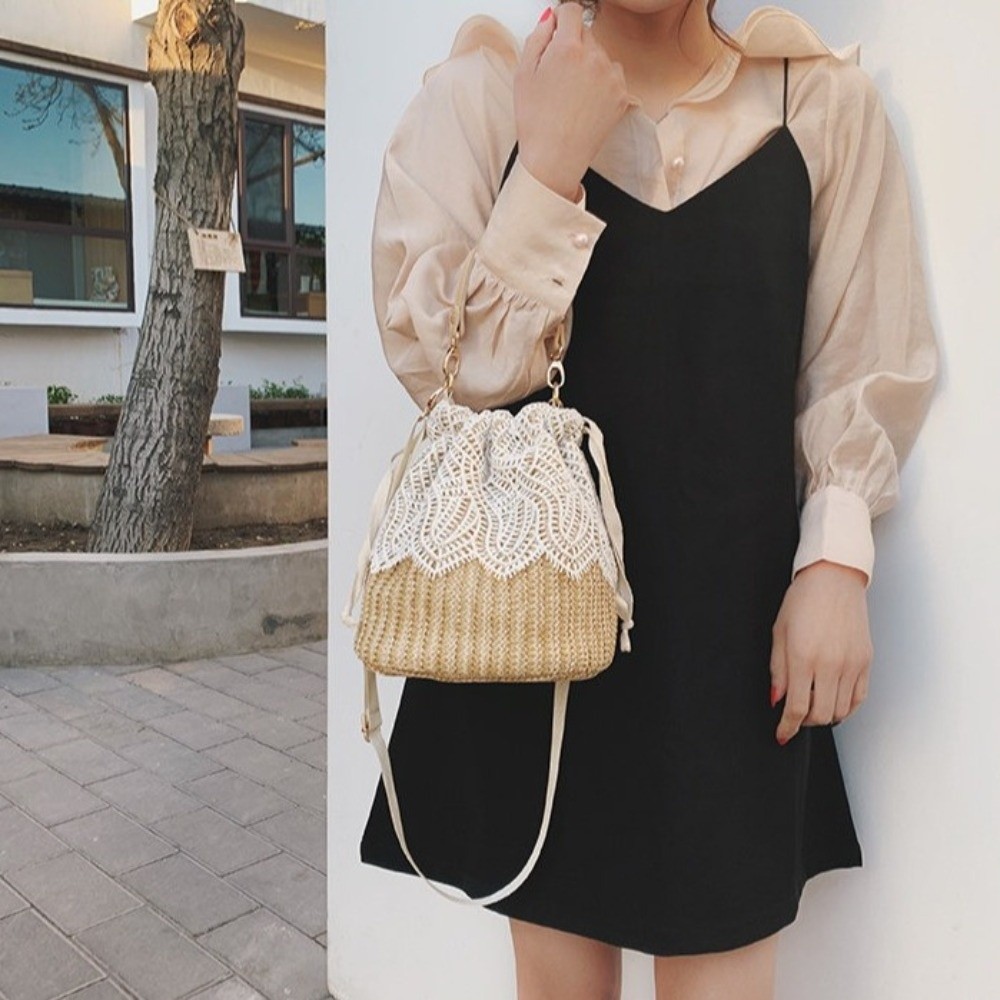 Tas Bahu Jerami Renda Vintage  - Beach Bag Straw ulasan dan harga